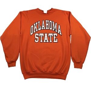 Mens Oklahoma State Sweatshirt Pullover Crew Neck Orange Football NCAA Medium